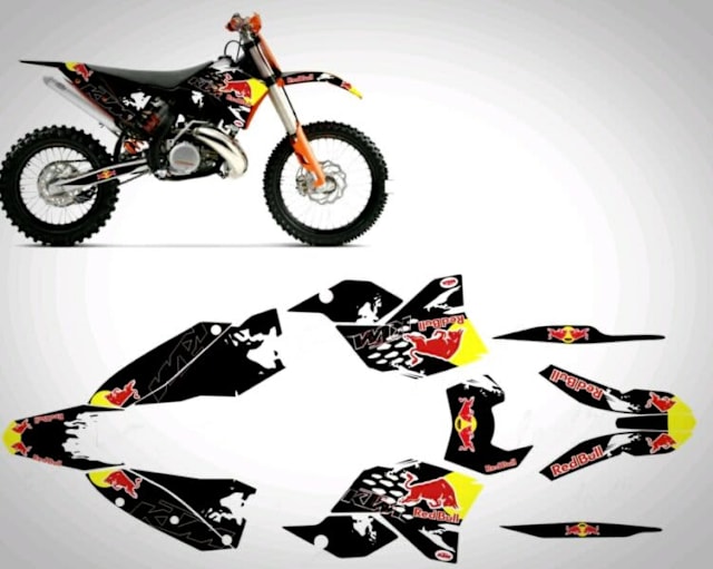 KTM 125 EXC 200 EXC 2008 ONWARDS REDBULL REPLICA GRAPHIC DECALS KIT