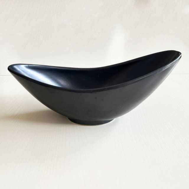 Vintage Black Ceramic Posy Bud Vase Pottery Boat | Vases & Bowls