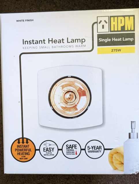 hpm single 275w white bathroom heater