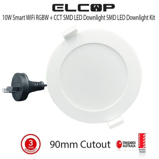 10W Smart WiFi RGBW CCT SMD LED Downlight Kit 90mm Cutout Ceiling