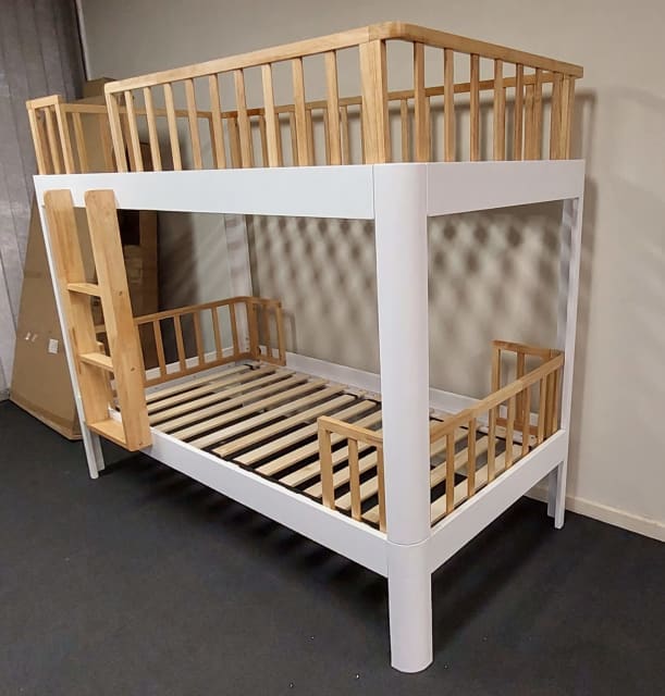 Natural White Multipurpose Single over Single Bunk bed Beds in