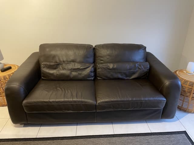 Leather two and three seater sofa set (Dark Brown) | Sofas | Gumtree ...