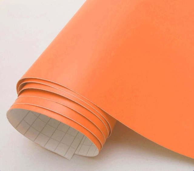 Matt Orange Bubbles Free Adhesive Vinyl Wrap Sticker Decal Satin