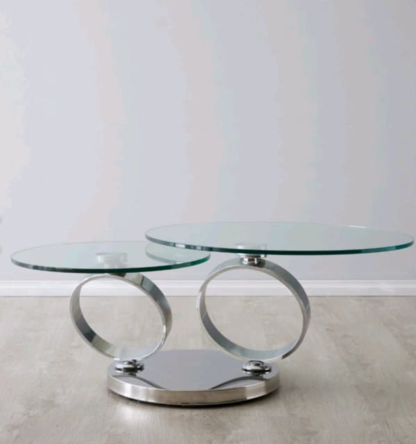 KOALA LIVING Tempered Glass (Thick) & Chrome Coffee Table RRP 750