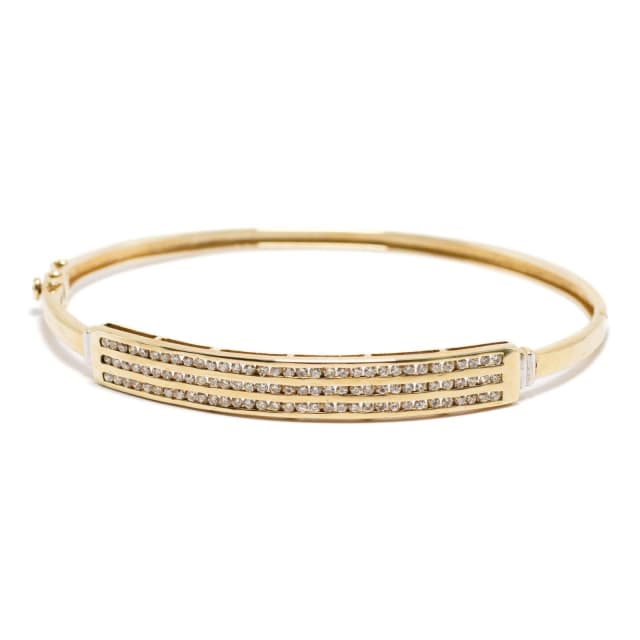 126396 9.3g 9K Yellow Gold with 3 Rows of Channel Set Diamonds