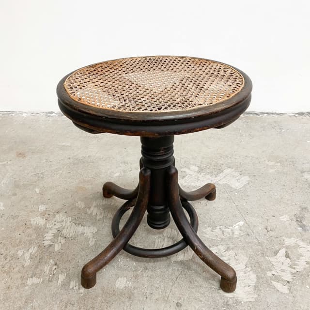 Antique Bentwood Rattan Height Adjustable Piano Stool Stools & Bar