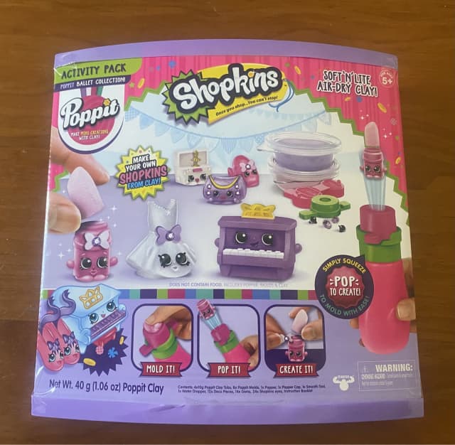 Poppit Activity Pack Shopkins Ballet Includes Tool Air Dry Clay Mold Toy