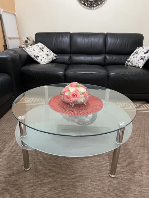 round frosted glass coffee table