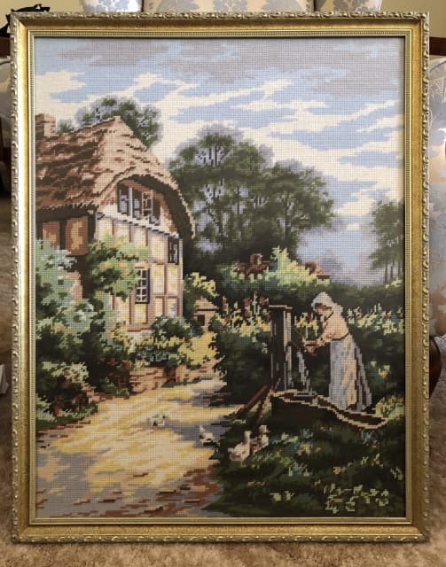 Vintage Handcrafted Woollen Needlepoint Tapestry Wall Art / Picture