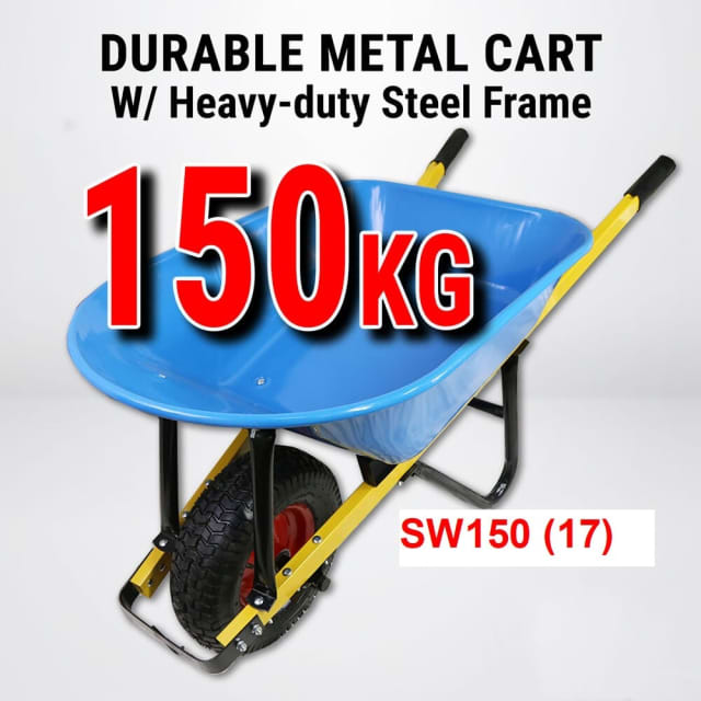 WHEELBARROW 150kg 100l Metal Tray Pull Dump Cart Part No. SW150 C26