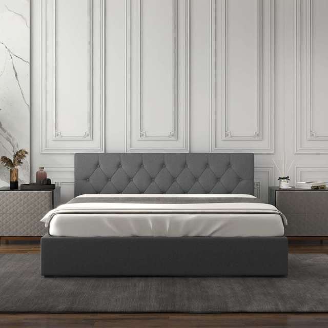 Milano Capri Luxury Gas Lift Bed With Headboard (Model 3) Grey No.28