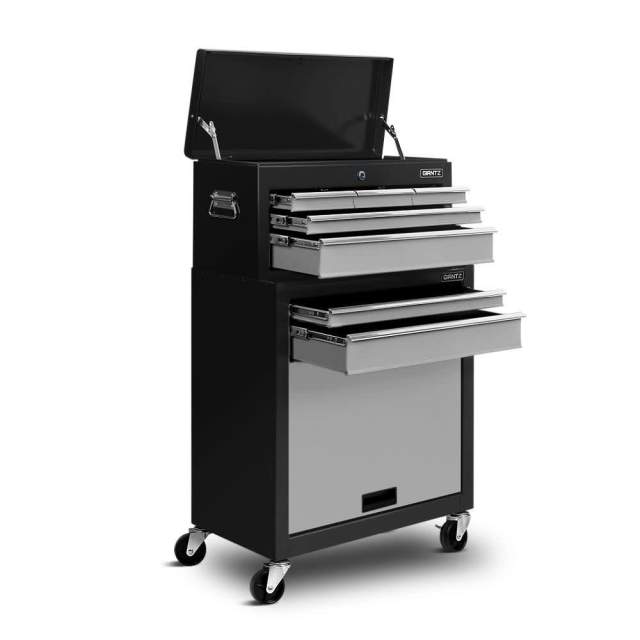 7 Drawer Tool Box Chest Trolley Toolbox Garage Storage Grey