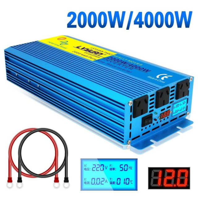 Pure Sine Wave 2000w Max 4000w Dc 12v to Ac 240v Power Inverter Carava ...