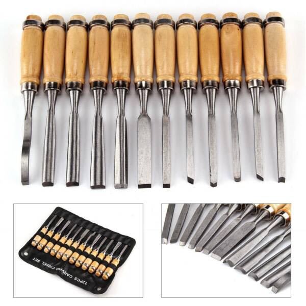 12 Kit Woodworking Carving Chisels Wood Working Professional - Hand ...