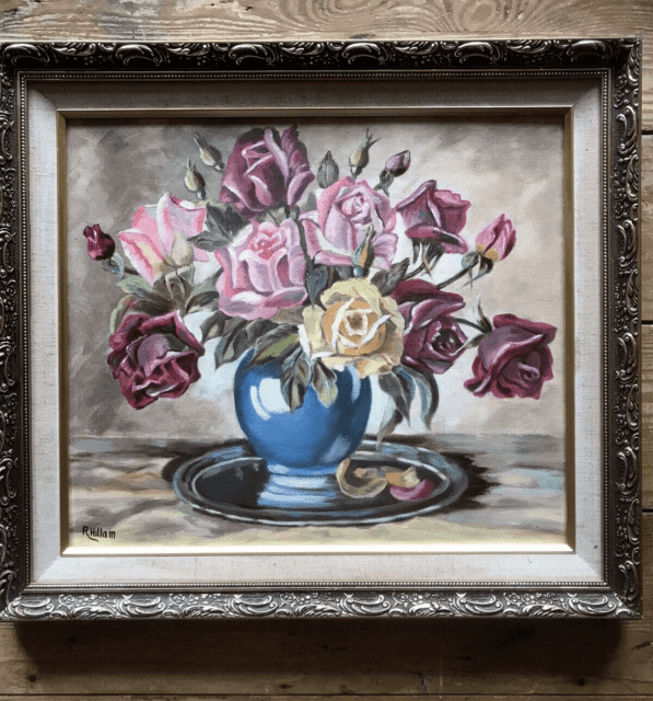 Signed Still Life Painting of Colourful Flowers in Vase Art Gumtree
