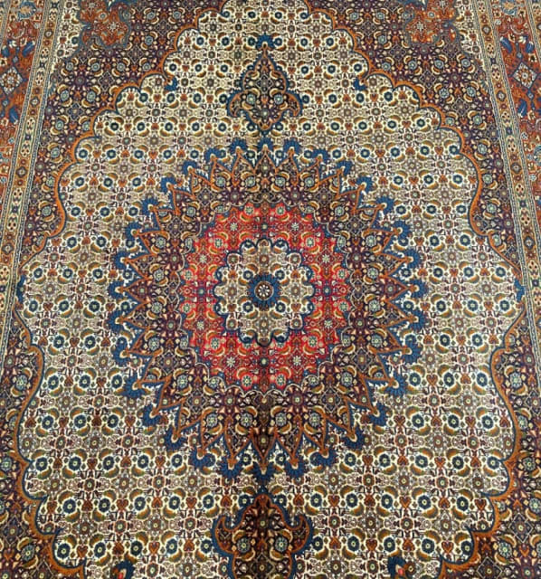 Full room size Mahi design hand woven Persian Birjand rug 3.3x2.1m