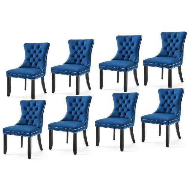 8x Velvet Dining Chairs Upholstered Tufted Kithcen Chair with Sol