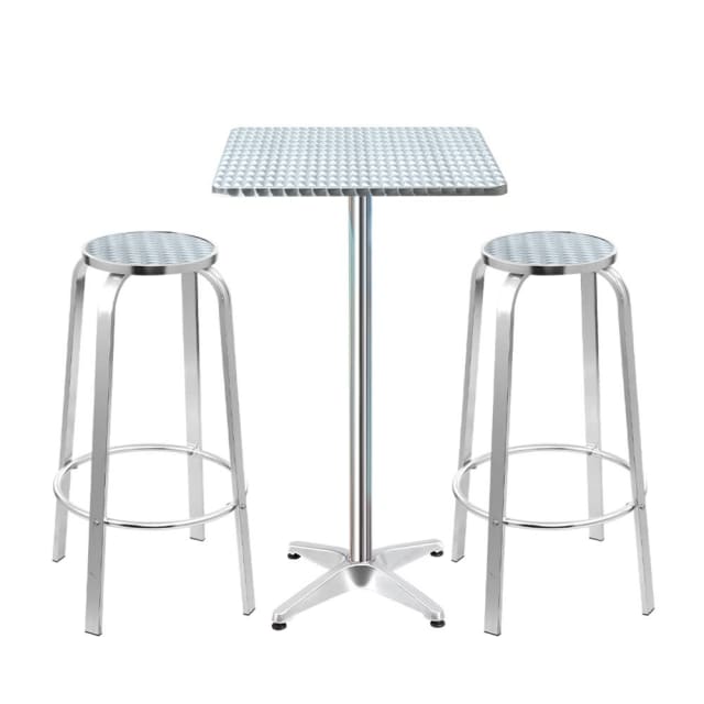 Gardeon Outdoor Bistro Set Bar Table Stools Adjustable Aluminium Cafe