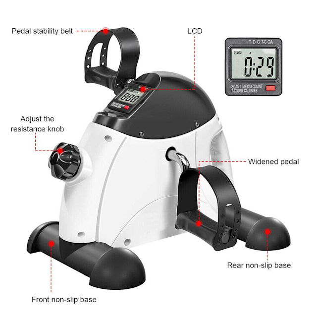 Mini Pedal Exerciser Gym Bike Fitness Exercise Cycle Leg/Arm w/ LCD