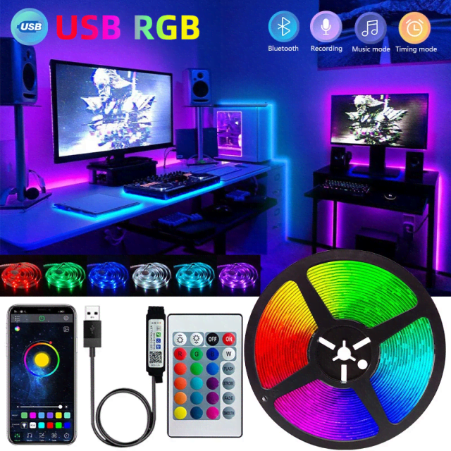 USB IP65 150 Led 5M Bluetooth 5050 Rgb Led Strip Light Set Light Strip