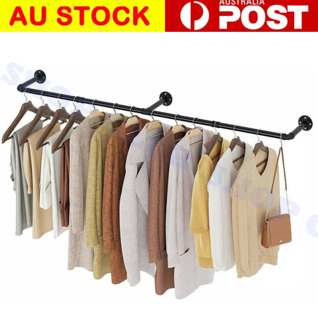 Clothes Rack Industrial Pipe Wall Mounted Garment Rack Hanging Rod