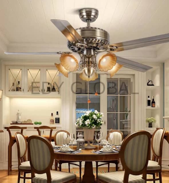 Vintage Ceiling Fan With Light Steel Blade 52 Inches Ceiling Lights