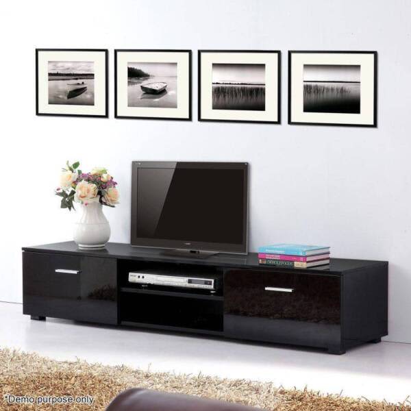 Brand New 1.4m TV Stand Entertainment Unit High Gloss BLACK