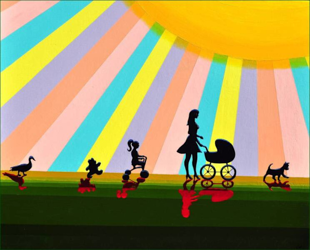 Original acrylic painting ‘Walking the Dog’ by Cliff Howard. Art