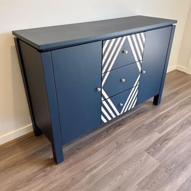 Navy Blue 3 Drawer 2 Door Buffet Table Buffets & Side Tables