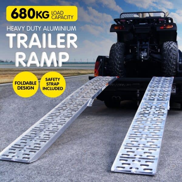 2x Aluminium Folding Loading Ramps ATV Motorbike Truck Parts