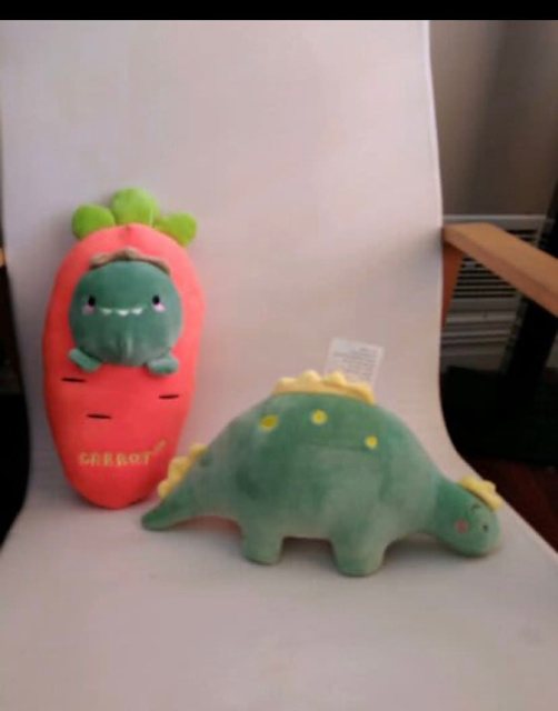 2 Lovely Plush Toys Dinosaur & Giant Carrot 15 for two Other Baby