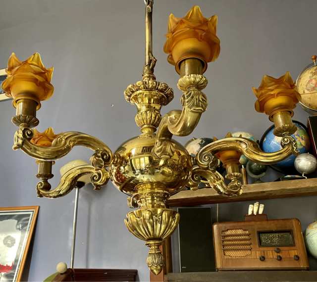 Antique Brass Six Arm Chandelier. Antiques in West Perth WA Gumtree