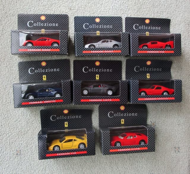 Shell Ferrari Collezione, Complete set of 8 cars, 143 Diecast