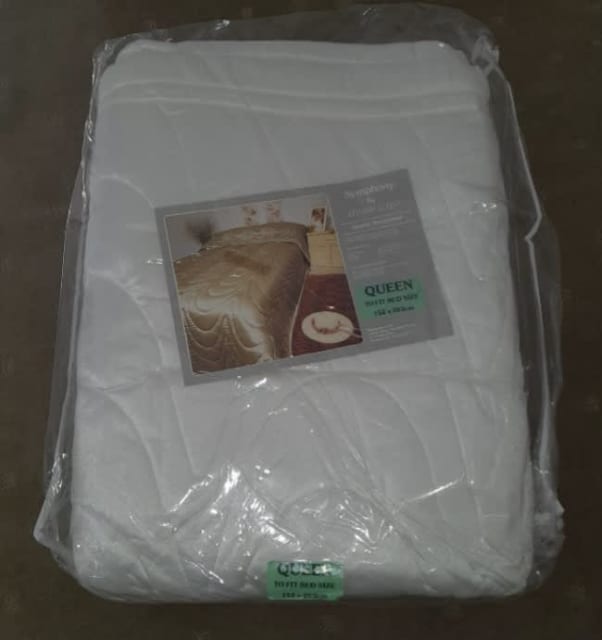 Quilted Queen Size Bedspread in White Satin Manchester & Textiles