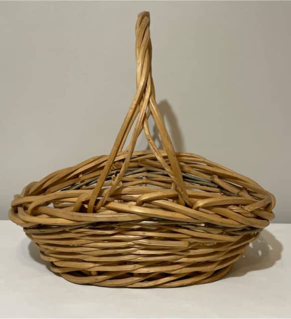 39cm Oval Cane Wicker Carry Basket Trug w Single Green Stripe AE310 Decorative Accessories in