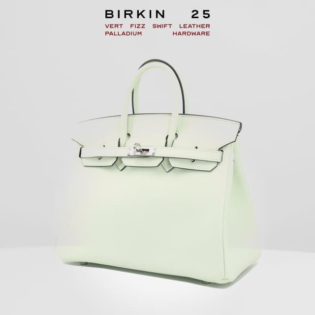 Hermes Birkin 25 Retourne Vert Fizz (OS) in Swift Leather Palladium HW