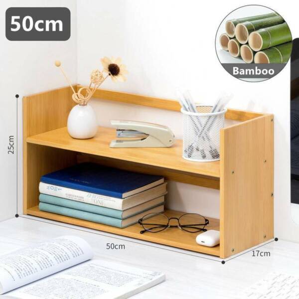 Wowmart Bamboo Desk Bookshelf File Storage Organizer Rack Table Bookcases & Shelves in South