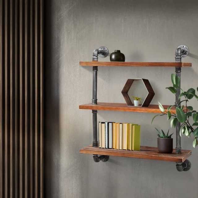 Floating DIY Pipe Shelf 3 Tiers IRMA Bookcases & Shelves in