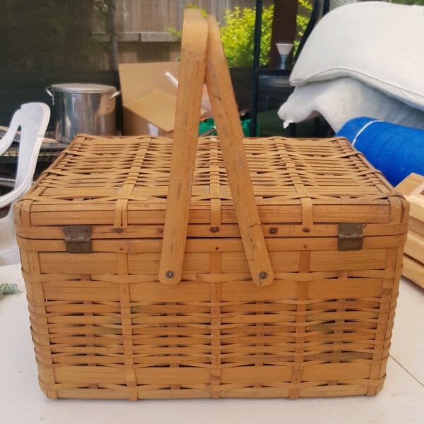 Picnic storage bamboo carry basket 41X29X25cm Other Home & Garden