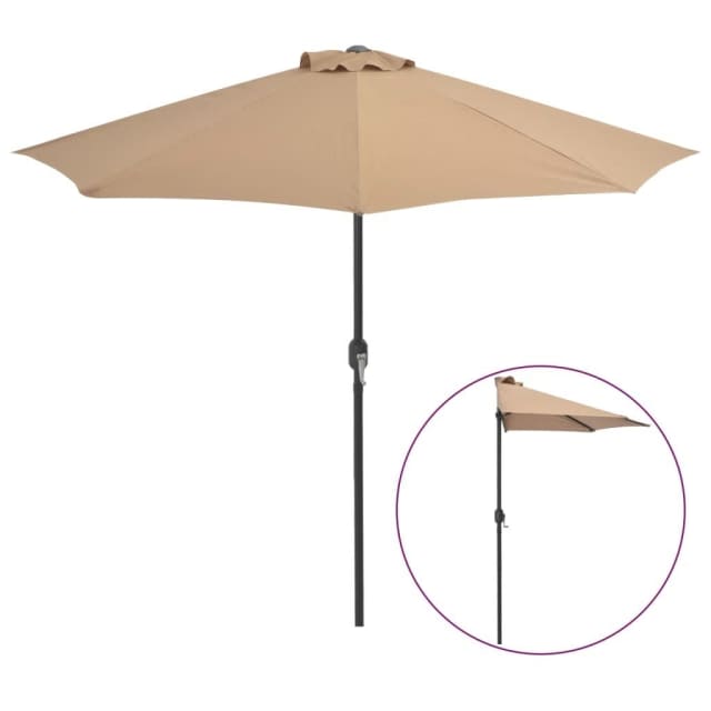 Balcony Parasol with Aluminium Pole Taupe 270135 cm Half Pots