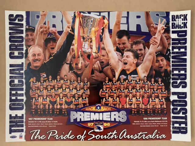 Adelaide Crows******1998 AFL Premiers 48x69cm Original Poster NEW ...