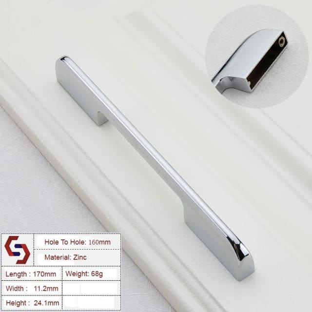 Zinc Kitchen Handles Drawer Bar Handle Pull silver color