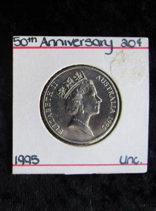 1995 UNITED NATIONS 50TH ANNIVERSARY 20c COIN - UNCIRCULATED - AUST ...