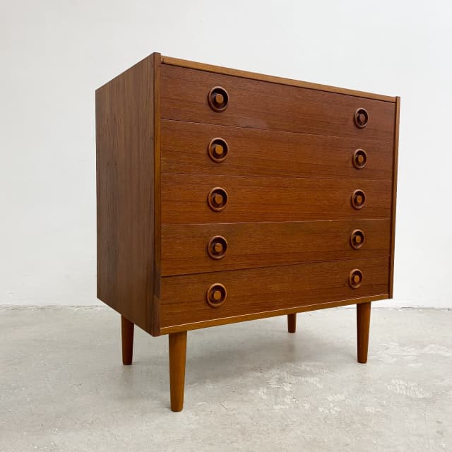 Mid Century Danish Teak Lowboy Chest Of Five Drawers Dressers