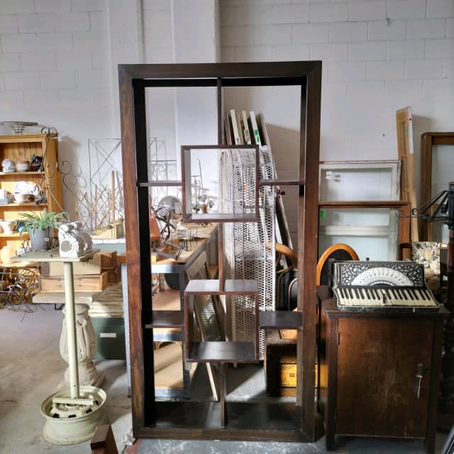 Large 2 metre open backed multi compartment geometrical display case