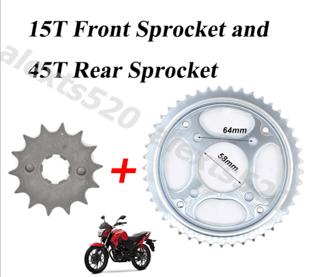 Motorcycle 15T Front Sprocket and 45T Rear Sprocket For Honda CB125E