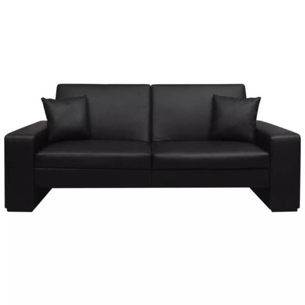 Black Artificial Leather Sofa Bed Couch Seater Lounge Chaise Sofas in