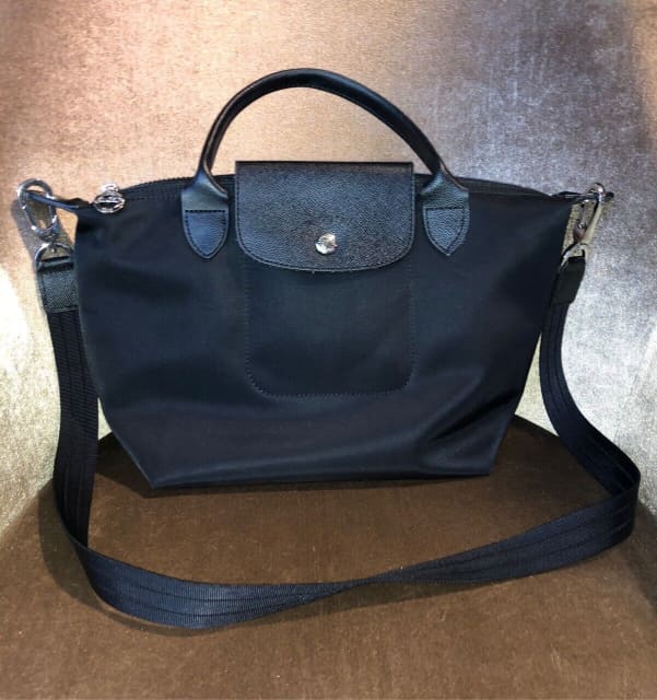NEW Longchamp Le Pliage Neo Black Top Handle Bag with Strap | Bags ...