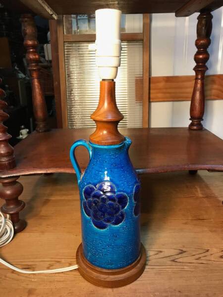 Retro Mid 20th Century Italian Pottery Bitossi Rimini Blue Lamp ...