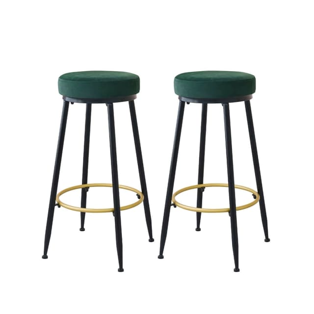 Levede Upholstered Bar Stools Backless Velvet Kitchen Counter Cha